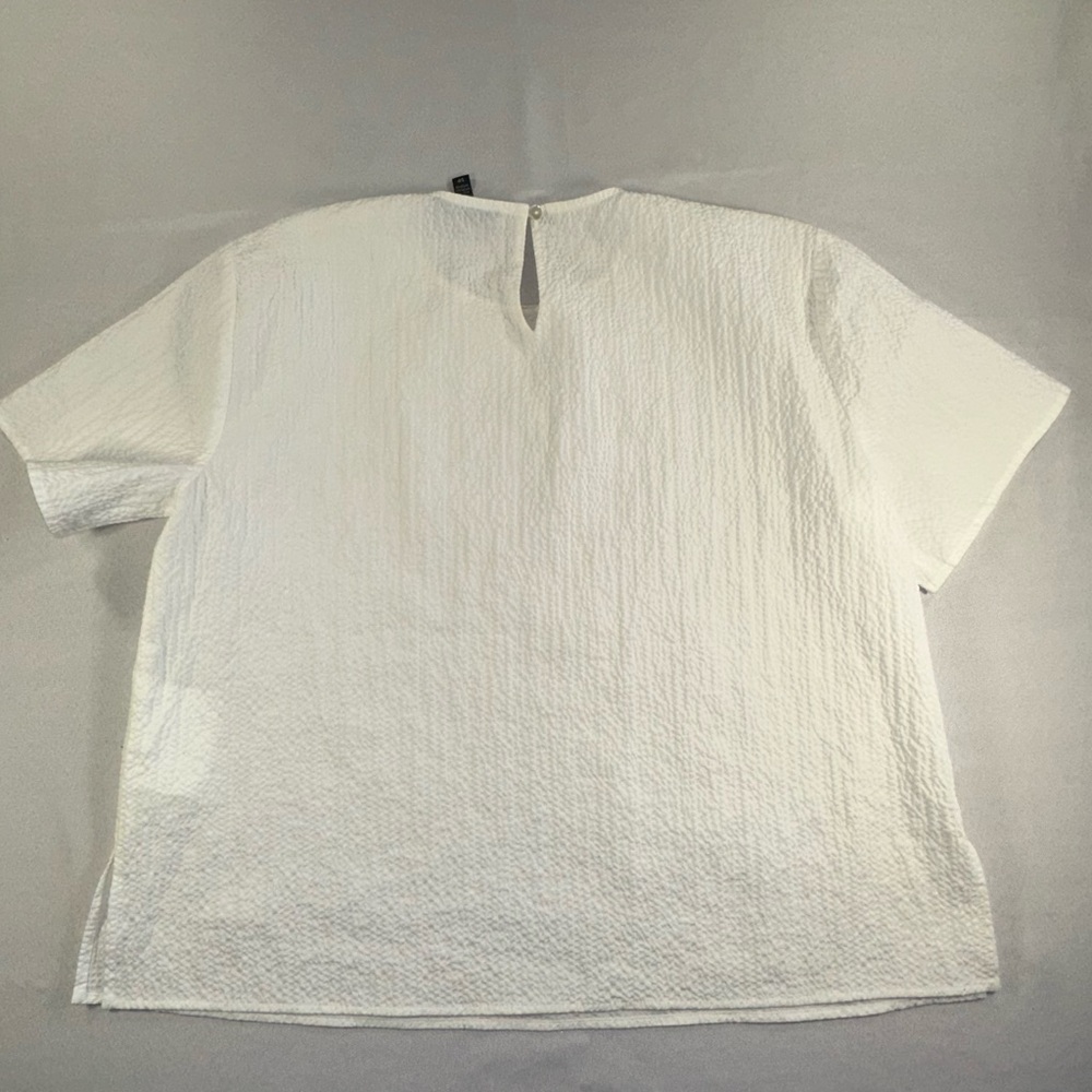 Eileen Fisher White Seersucker Textured Boxy Tee Sz Small Petite Clean Lagenlook - Picture 5 of 13